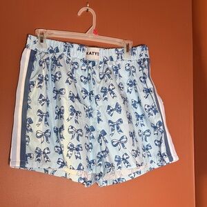 Women's Blue Bow Print Shorts